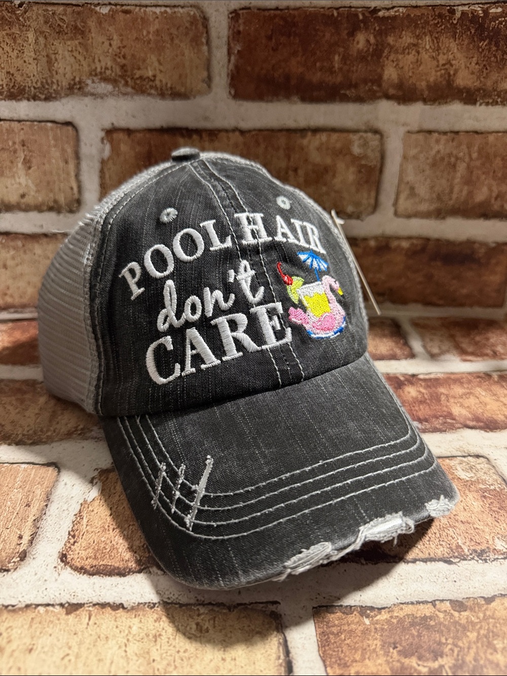 Katydid Black and White 'Pool Hair Don't Care' Trucker Hat